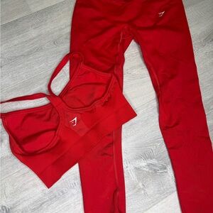 Gymshark Red Sports Bra and Leggings Set